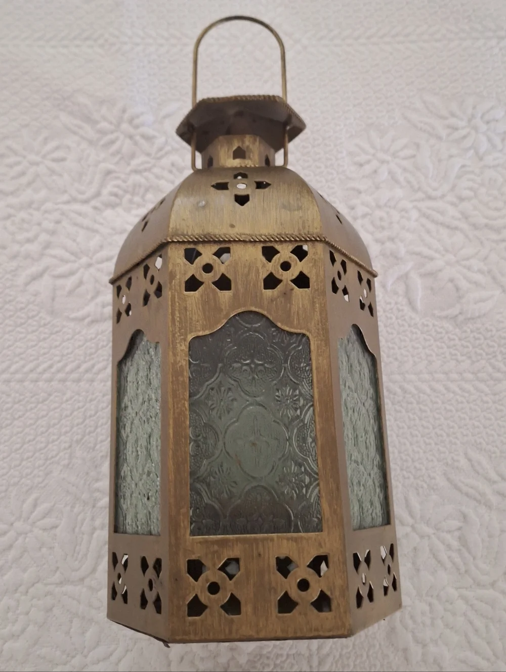 PartyLite brushed bronze Tranquil Light lantern with votive candle cup